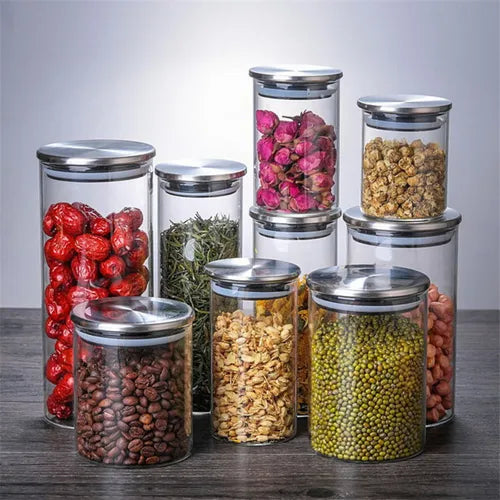 Pote Hermetico Vidro Tampa Inox Para Alimentos 550 Ml 3 Un