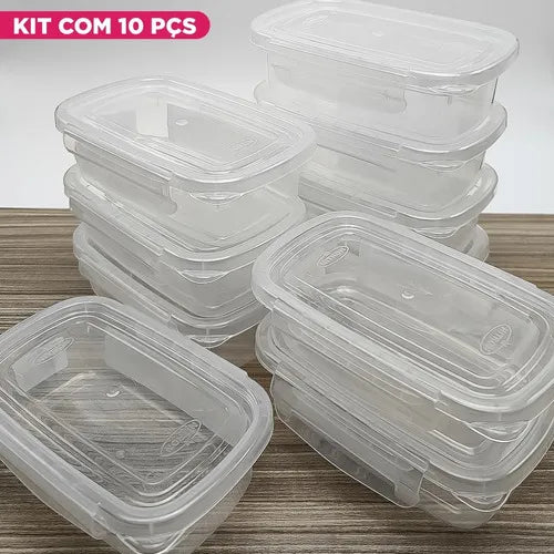Kit Pote Raso M Com Travas 500 Ml Com 10 Unidades Cor Transparente