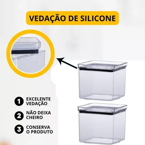 Potes Para Organização Cozinha 6 Unidades Empilhável 550ml