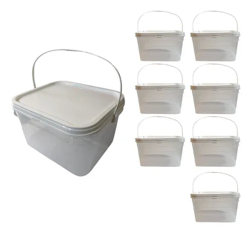 Balde Alimentício 2.4 Litros Com Tampa 7 Pçs Cor Transparente