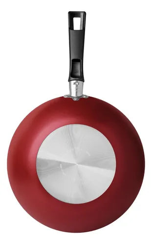 Frigideira Antiaderente Tramontina Grande 28 Cm Com Tampa Cor Vermelho