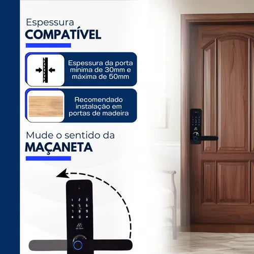Fechadura Digital Biométrica Inteligente Touch Senha Câmera