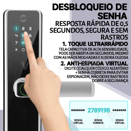 Fechadura Digital Eletronica C/ Câmera Senha Biométrica Wifi
