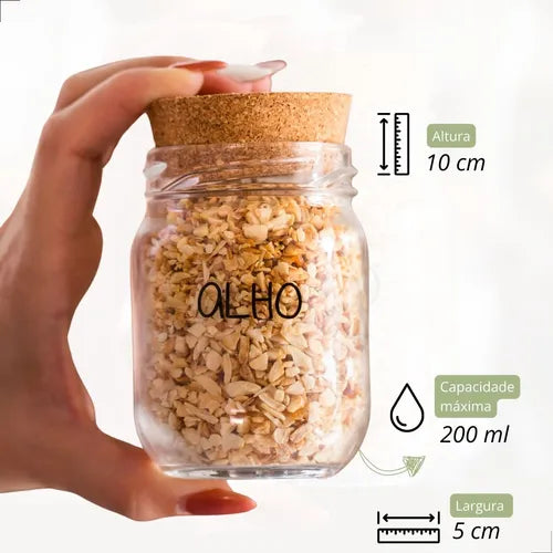 Kit 6 Potes De Tempero + Cartela De Temperos Com 47 Adesivos Cor Transparente