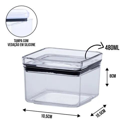 Conjunto Potes Hermeticos Lumini 8 Peças -1000ml, 480ml