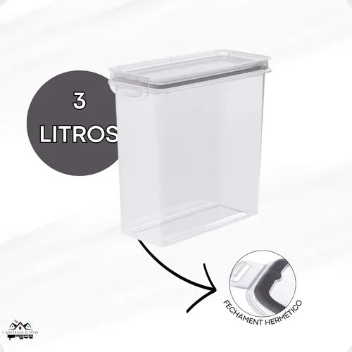 Pote Hermético Plástico Mantimentos Transparente 3 Litros
