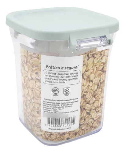 Pote Hermético Quadrado Com Tampa Fácil 900 Ml Clink