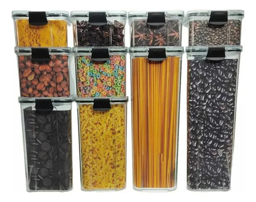 Kit Cozinha 10 Potes Herméticos Mantimentos Organizador