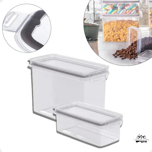 Kit 2 Potes Hermético Plástico Mantimentos 860ml 1,9 Litros