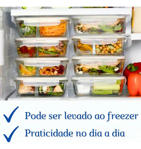 Reutilizável Pote Marmita Kit 12 Comida Congelador Freezer