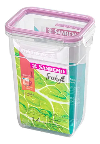 Pote Plástico Com Travas Hermético Açaí 1,4l Freshy Sanremo Cor Violeta-escuro