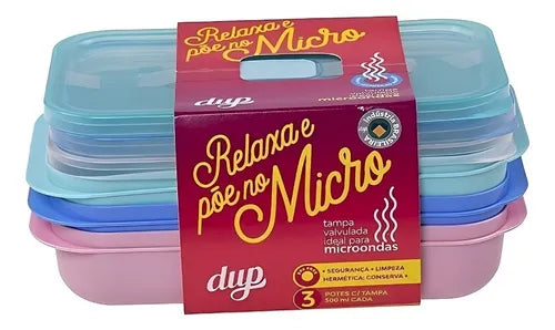 Jogo 6 Potes Herméticos 500ml Marmita Microondas Freezer Dup