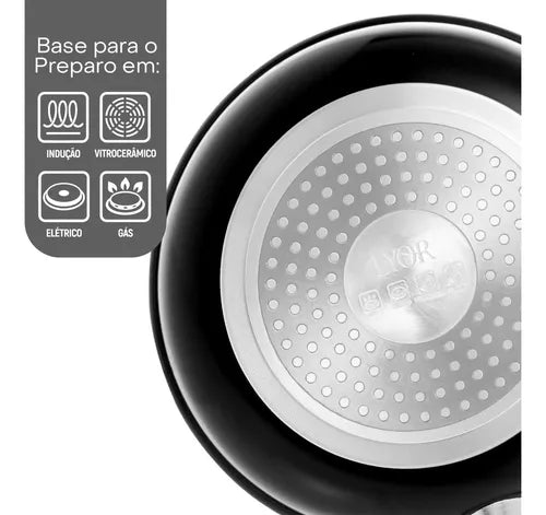 Frigideira de Indução em Alumínio com Revestimento Cerâmico Granito Chef Vermelha 20cm Lyor