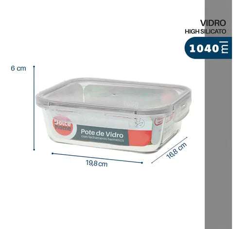 Pote De Vidro Marmita Hermético Mantimentos Cozinha 1 Litro Cor Transparente