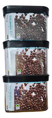 Kit 3 Potes Herméticos 1l Cereais Guloseimas Grãos Doces
