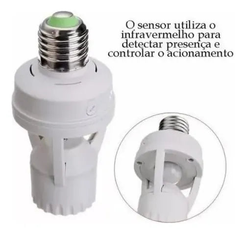 Kit 2 Sensor De Presença Lâmpada Soquete E27 Connect Ecom Com Fotocélula
