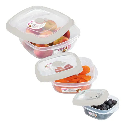 Kit 3 Potes Quadrados Hermético Plástico Sanremo Marmita