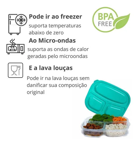 12 Potes Marmita Reutilizável Potes 500ml Freezer Microondas Cor Sortido