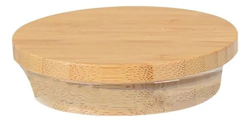 Kit 4 Pote De Vidro Hermético 550ml Bambu Mantimento Tempero