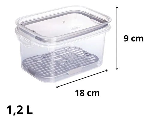 Pote Escorredor Frutas Verduras Frio Geladeira 1,2l Plasútil Cor Cinza