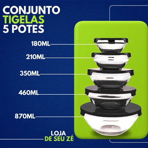Conjunto De Potes 10 Peças Vidro Organizadores De Cozinha