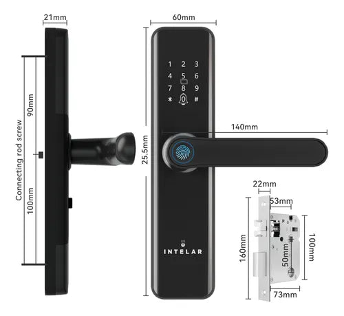 Fechadura Eletronica Digital Intelar Remoto Wifi Desbloquear Preto