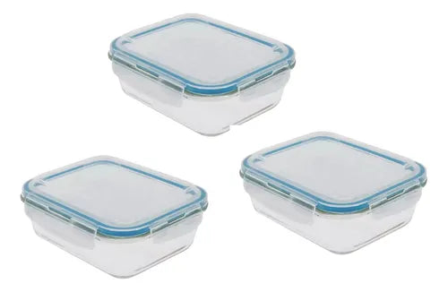 Kit Potes De Vidro Hermético 3 Pçs 1 Litro Marmita Hauskraft