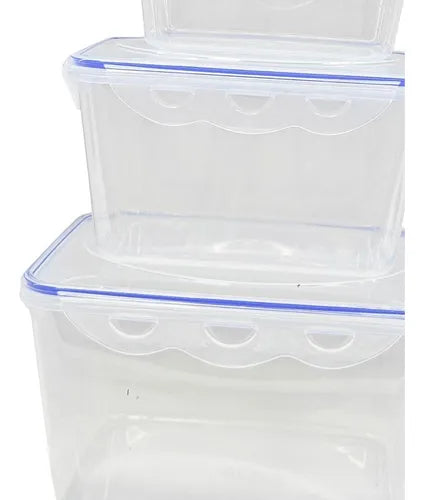 Kit 4 Potes Herméticos Tapoer Com Trava E Vedação Geladeira Cor Azul