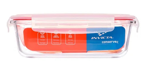 Pote De Vidro Hermético 1,5l Retangular Invicta Cor Transparente