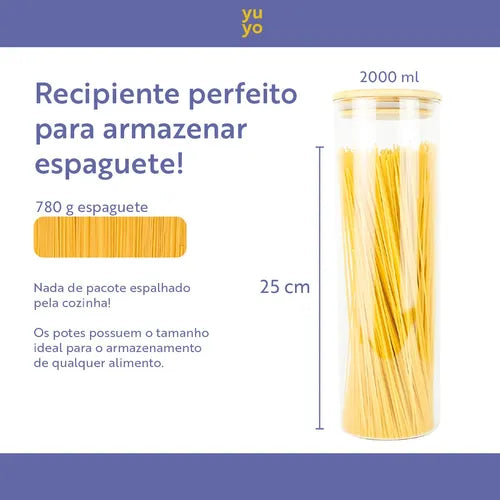 Kit 10 Pote Vidro Hermético Tampa De Bambu Redondo Cozinha