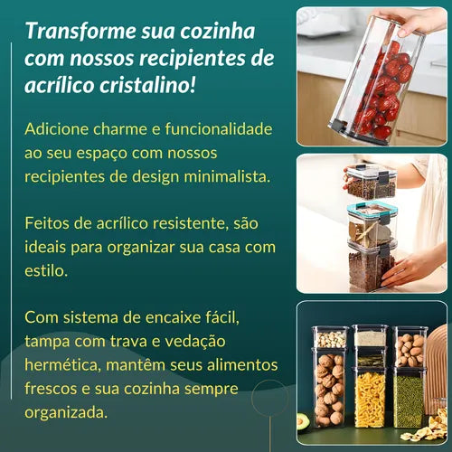 Kit Pote Hermetico Acrilico Potes Herméticos De Acrílico