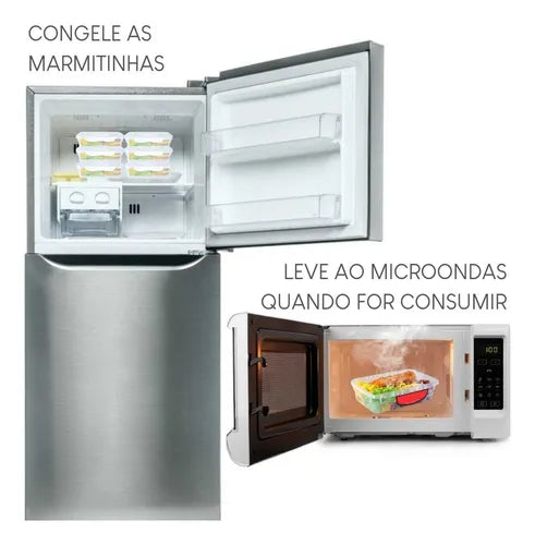 Marmita Fit Kit C/ 20 Pote Hermético Microondas Freezer