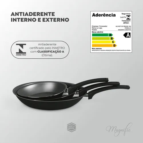 Kit 3 Frigideiras Francesa Alumínio 16+20+24cm Magnific Grafite Panelux