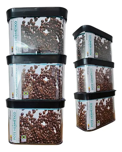 Kit 3 Potes Herméticos 1l Cereais Guloseimas Grãos Doces
