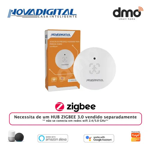 Sensor Presença Mmwave 5.8ghz Zigbee Luminosidade Tuya Alexa