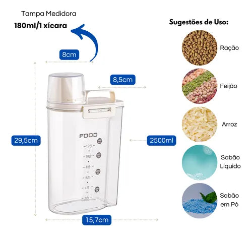 Pote Acrílico Dispenser Retangular 2,5l Com Tampa Lavanderia