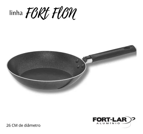 Frigideira Francesa Antiaderente 26cm Aluminio Fort-lar Cor Preto