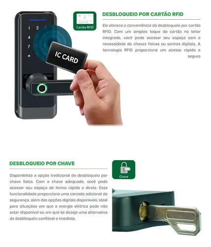 Fechadura Digital Eletrônica Biométrica 5 Formas De Acesso - Mixtou