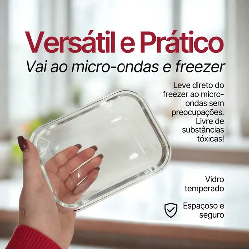 Kit 6 Potes Herméticos De Vidro 370ml C/ Tampa De Plástico