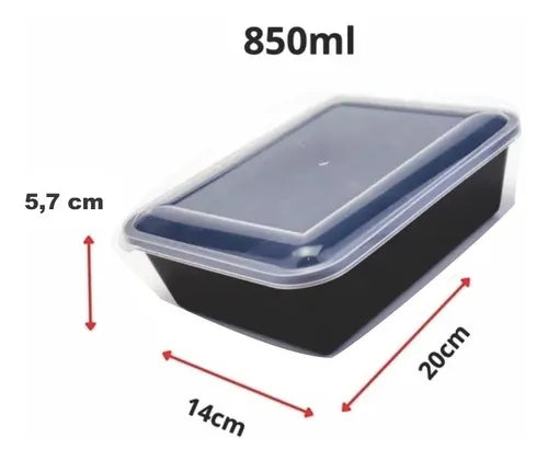 10 Pote Plástico Preto Freezer E Micro 850ml C/tampa R-041