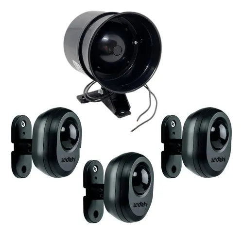 Kit 3 Sensor De Presença Movimento 1 Sirene Alarme Bivolt