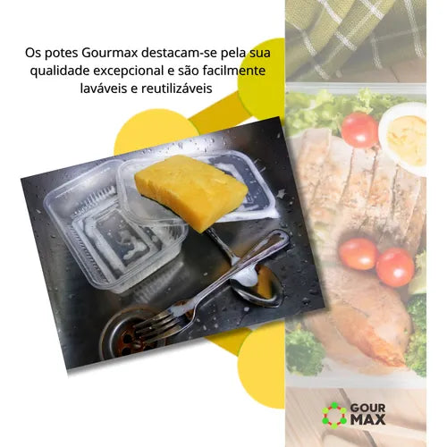 Pote Preto 24un 750ml Descartável Marmita C/ Tampa Hermética