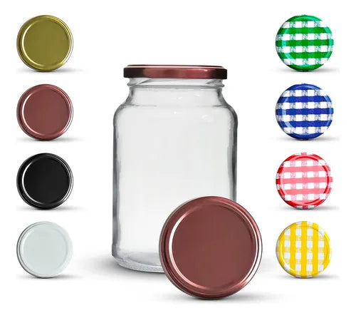 15 Potes De Vidro Conserva 600ml + Tampas Metálicas E Lacres Cor Rosê Gold