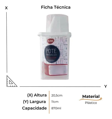 Kit 4 Potes Herméticos Com Copo Medidor Dispenser De Cereais Alimento