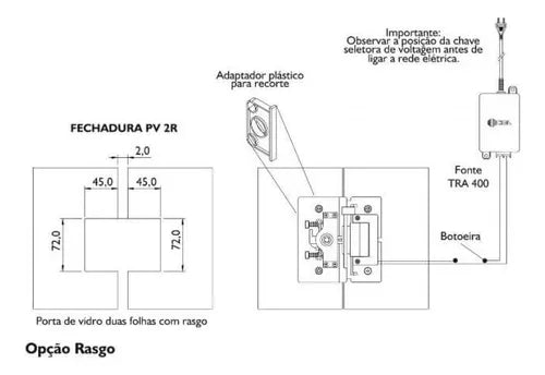 Fechadura Elétrica Porta Vidro Hdl 12v Pv 90 P/ 2 Folhas