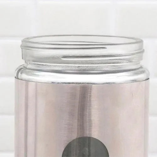 Kit 3 Potes Hermético Mantimentos Aço Inox 1l Visor Vedação