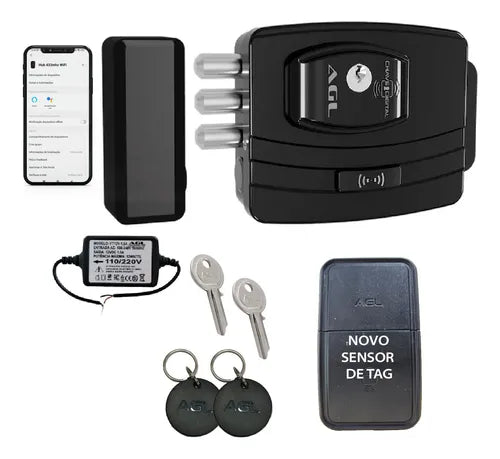Agl Fechadura Elétrica Ultra Magic Card Wifi Smart Completa