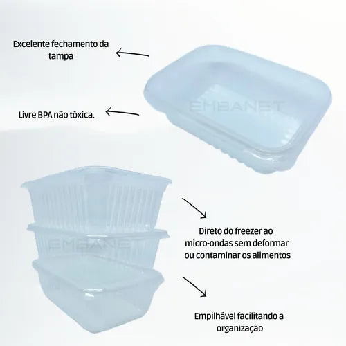 Embalagem Descartável Marmita Freezer Micro Ondas 500ml 48u