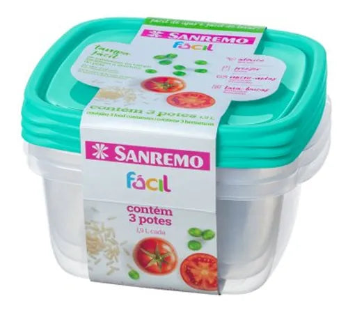 Kit 3 Potes Plásticos Hermético 1,9l Com Tampa Marmita