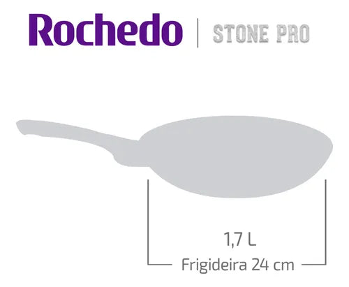 Frigideira Rochedo Stone Pro 24cm Preto